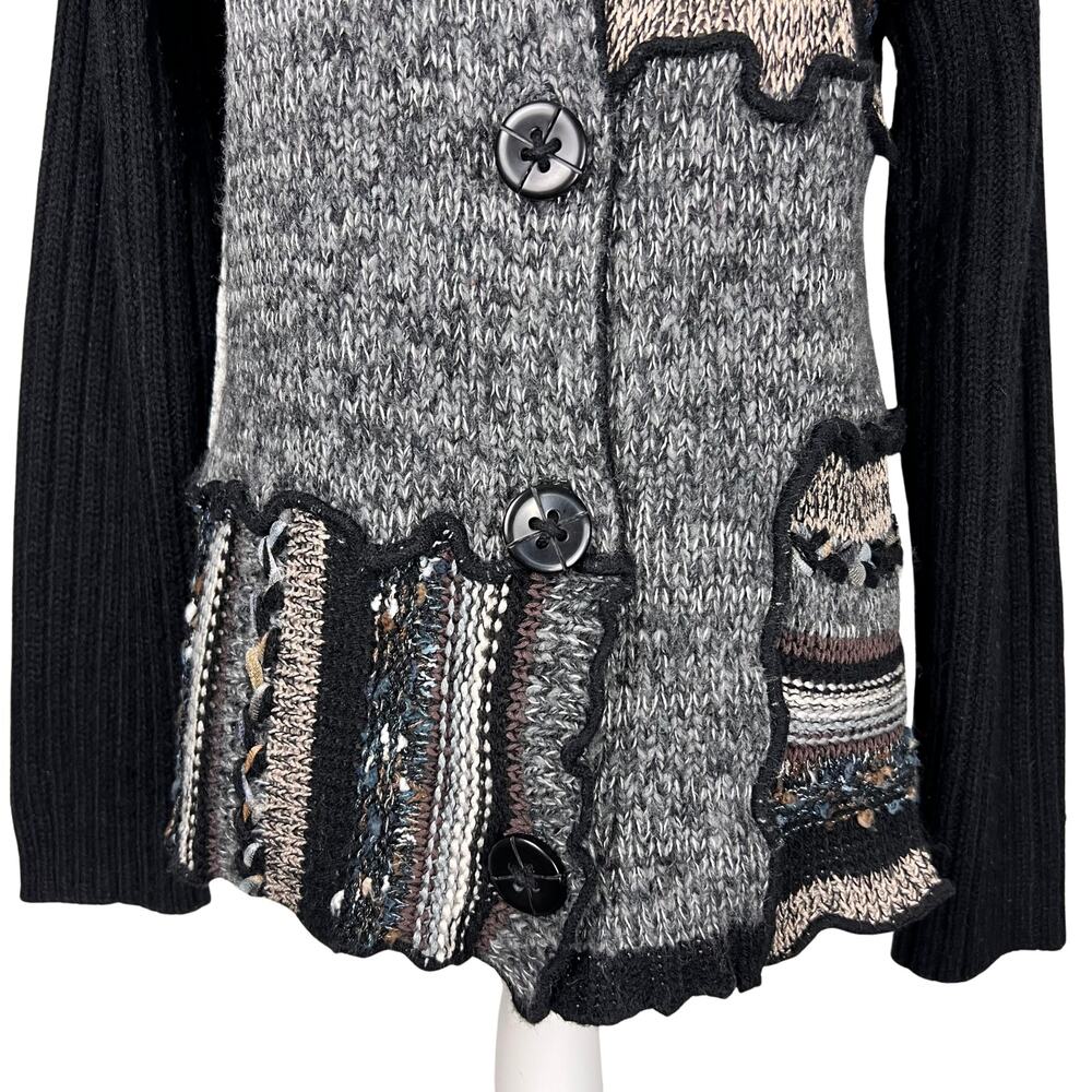 Coldwater Creek Boho Patchwork Cardigan Sweater Artsy Cottagecore Eclectic M - Picture 3 of 7